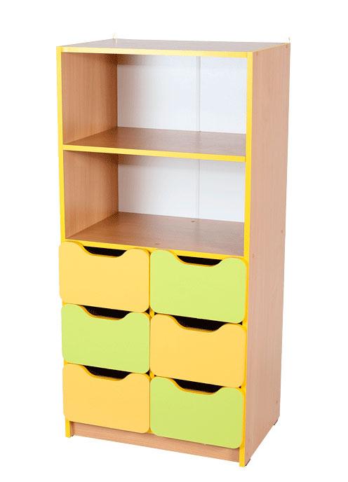 Універсальна стінка "Школа-Сад" елемент №3, з полицями та 6-ма шухлядами, матеріал корпусу - ЛДСП, АЛМАНТ, 600х410х1303 мм.